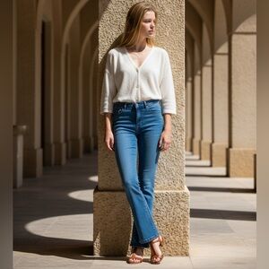 HUE Women's Straight Leg Blue Jeans